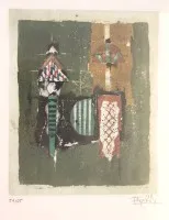 Johnny FRIEDLAENDER（1912-1992），无题，彩色蚀刻版画，编号51/95，带框/玻璃，框尺寸41.5 x 31厘米