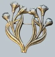 Jugendstil-sølvbroche med tulipaner, -925-, ca. 4x4 cm, 8,68 gr