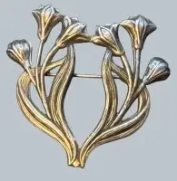 Jugendstil-sølvbroche med tulipaner, -925-, ca. 4x4 cm, 8,68 gr