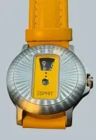 Esprit dameur 37mm quartz med gul læderrem, værk går, god stand