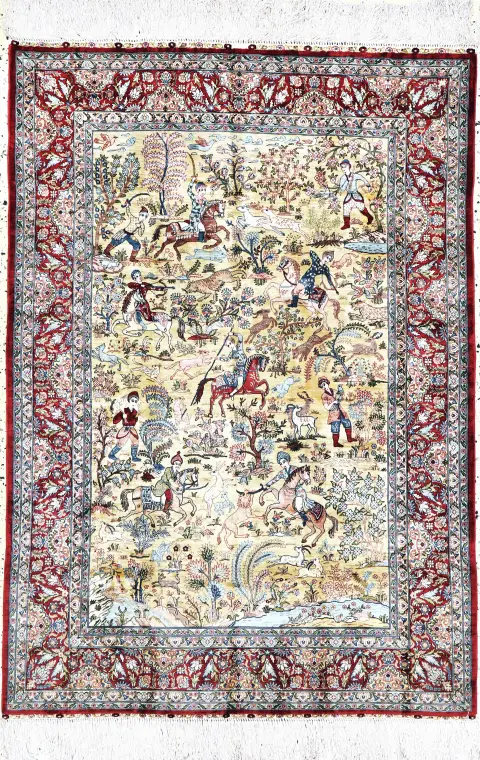 Hereke ipek ince, Çin, 20. yy sonu, saf doğal ipek, yak. 155 x 108 cm, yak. 1,0 milyon
