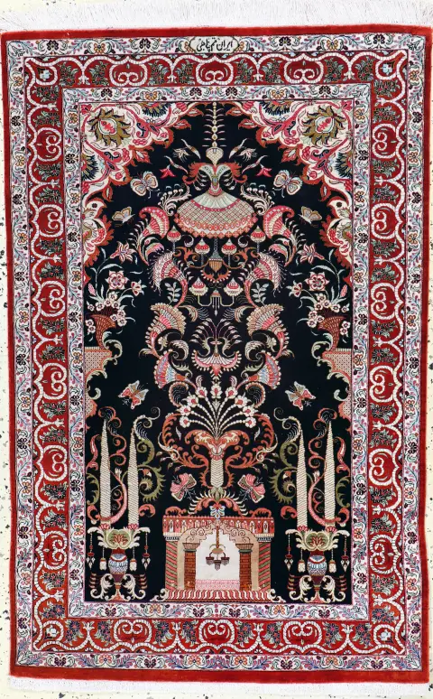 Ghom mătase fină semnată, Persia, sfârșitul sec. 20, mătase naturală pură, cca 124 x 79 cm, EHZ: