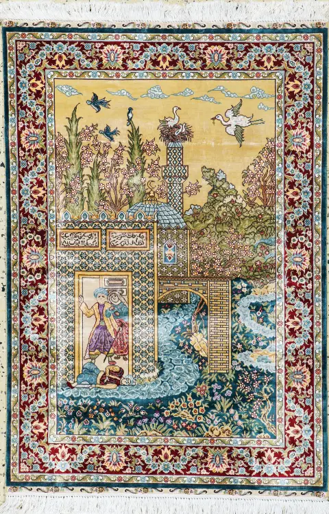 Hereke mătase, China, sfârșitul sec. 20, mătase naturală pură, cca 123 x 85 cm, EHZ: 1