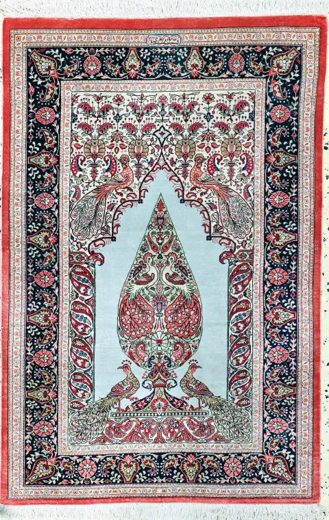 Qom mătase fin, Persia, sfârșitul sec. XX, mătase naturală pură, cca 117 x 77 cm