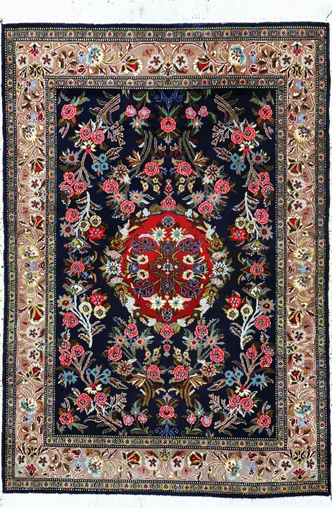 Qom cork fin, Persia, sfârșitul sec. XX, lână cork cu mătase, cca 155 x 110 cm