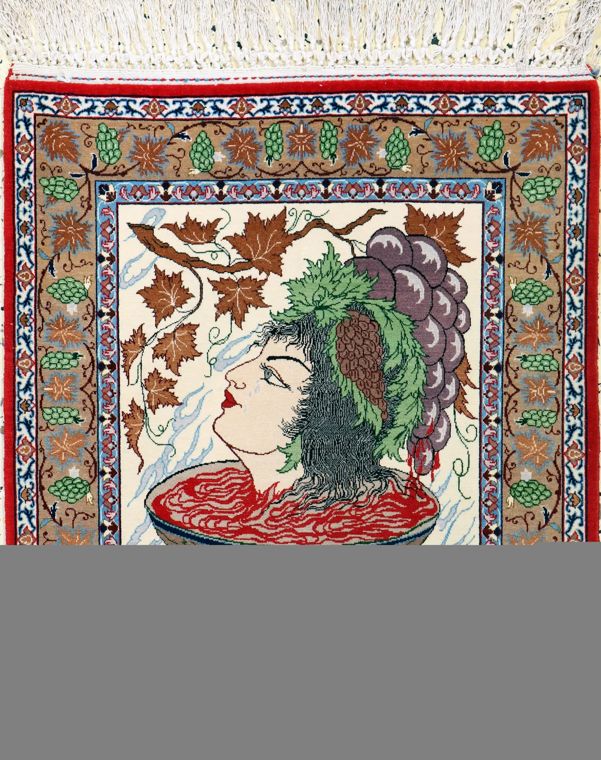伊斯法罕精细地毯，波斯，20世纪末，科尔克羊毛底丝绸，约64 x 60厘米，EHZ：1-2