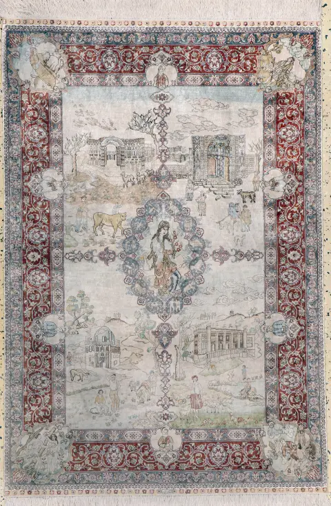 Hereke mătase fină, China, sfârșitul sec. XX, mătase naturală pură, cca 140 x 95 cm, cca 1,0 mil.