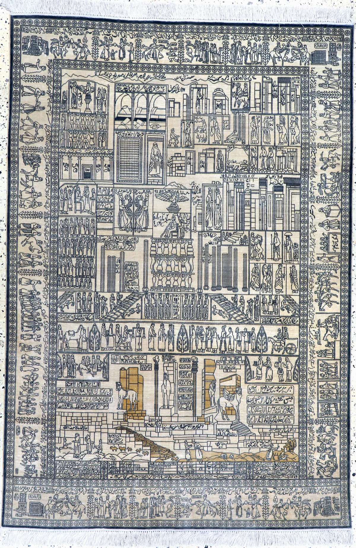 Hereke 精细真丝地毯，中国，20世纪末，纯天然真丝，约 183 x 124 厘米，EHZ：2