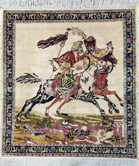 Covor de mătase, Egipt, sfârșitul sec. XX, mătase pe bumbac, cca 114 x 102 cm, EHZ: