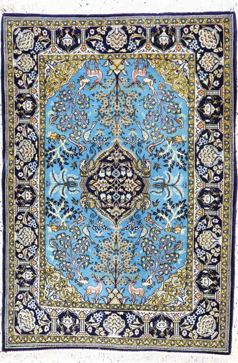 Covor Ghom vechi, Persia, mijlocul sec. XX, lână cu mătase pe bumbac, cca 158 x 110 cm