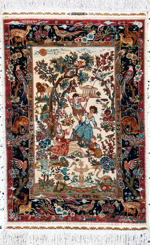 Hereke ipek ince, Türkiye, "Özipek" imzalı, 20. yy sonu, saf doğal ipek, yak. 80 x 52