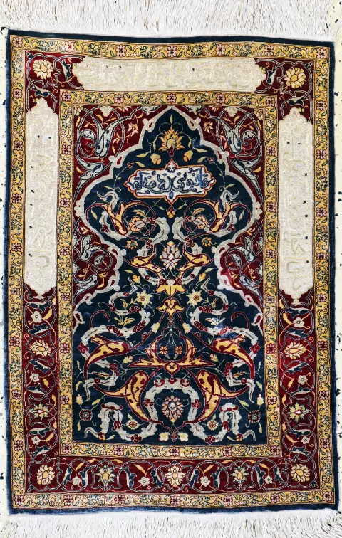 Hereke ipek ince, Türkiye, 20. yy ortası, saf doğal ipek, metalik dokuma, yak. 77 x
