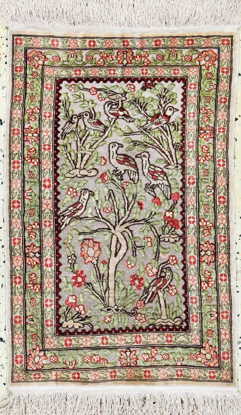 Hereke ipek ince, Türkiye, 20. yy ortası, saf doğal ipek, metalik dokuma, yak. 63 x