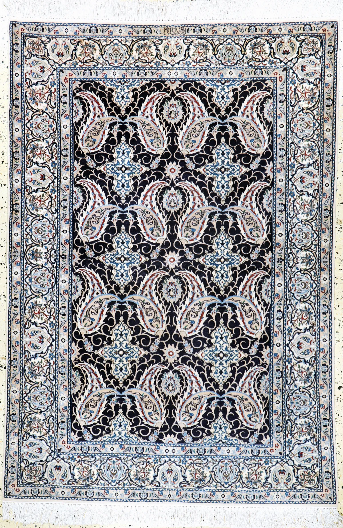 精细纳因（6 La），波斯，20世纪中叶，软木羊毛配丝绸，约178 x 120厘米，约