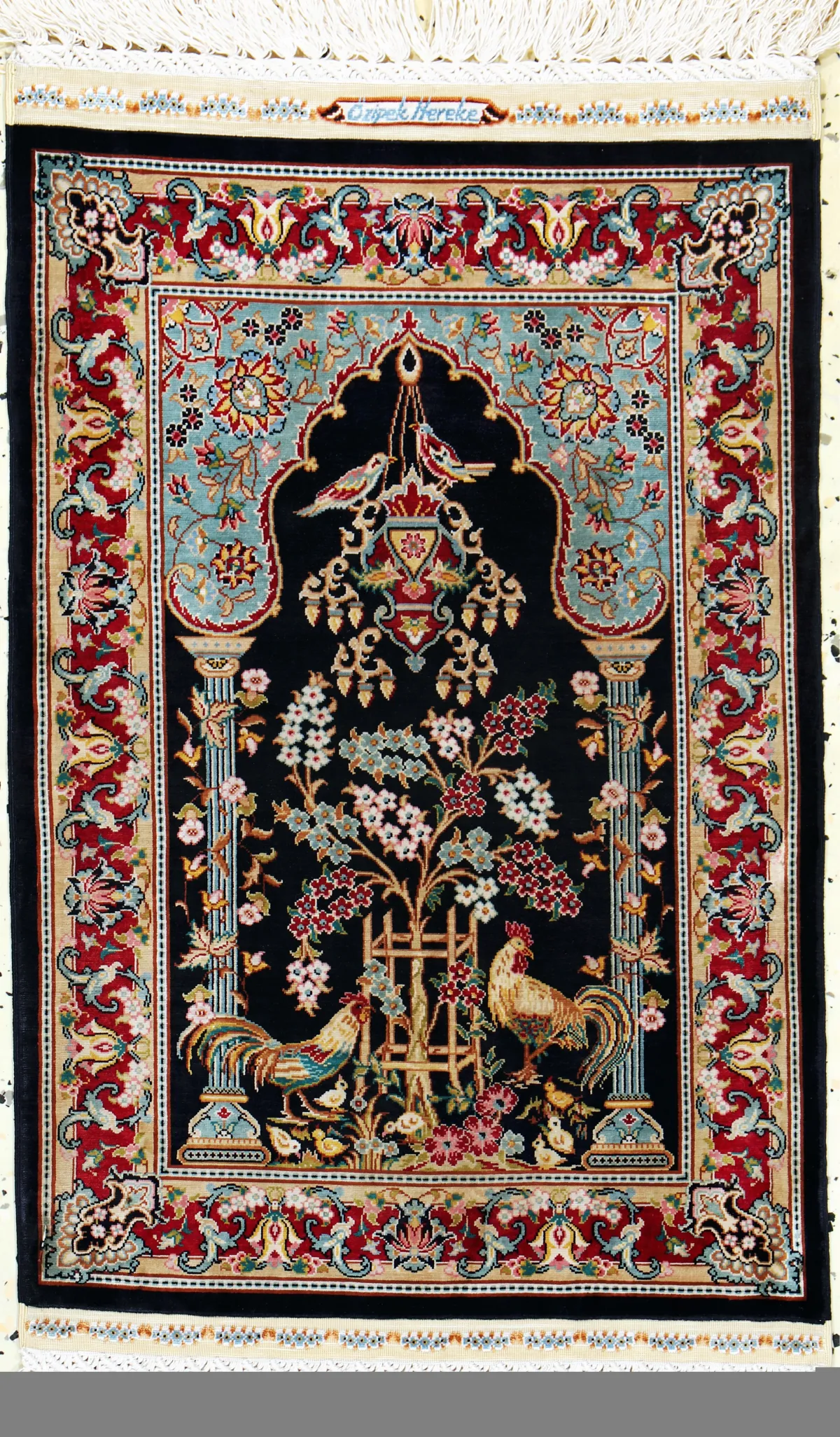 Hereke 丝绸 非常精细，土耳其，签名"Özipek"，20世纪末，纯天然丝绸，约