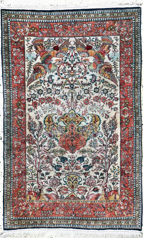 Ghom ipek, İran, 20. yy ortası, saf doğal ipek, yak. 130 x 85 cm