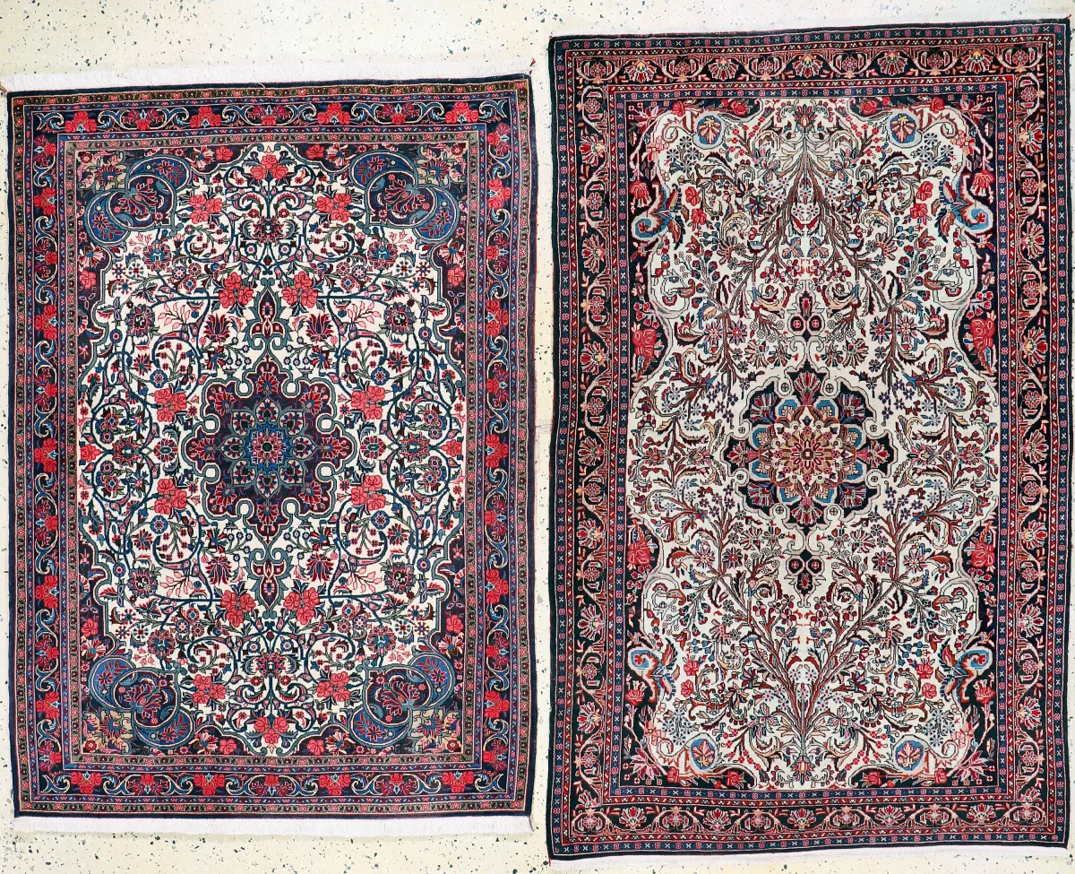 2批 Rosenbidjar,波斯,20世纪中期,软木羊毛,约177 x 110厘米,EHZ:2,