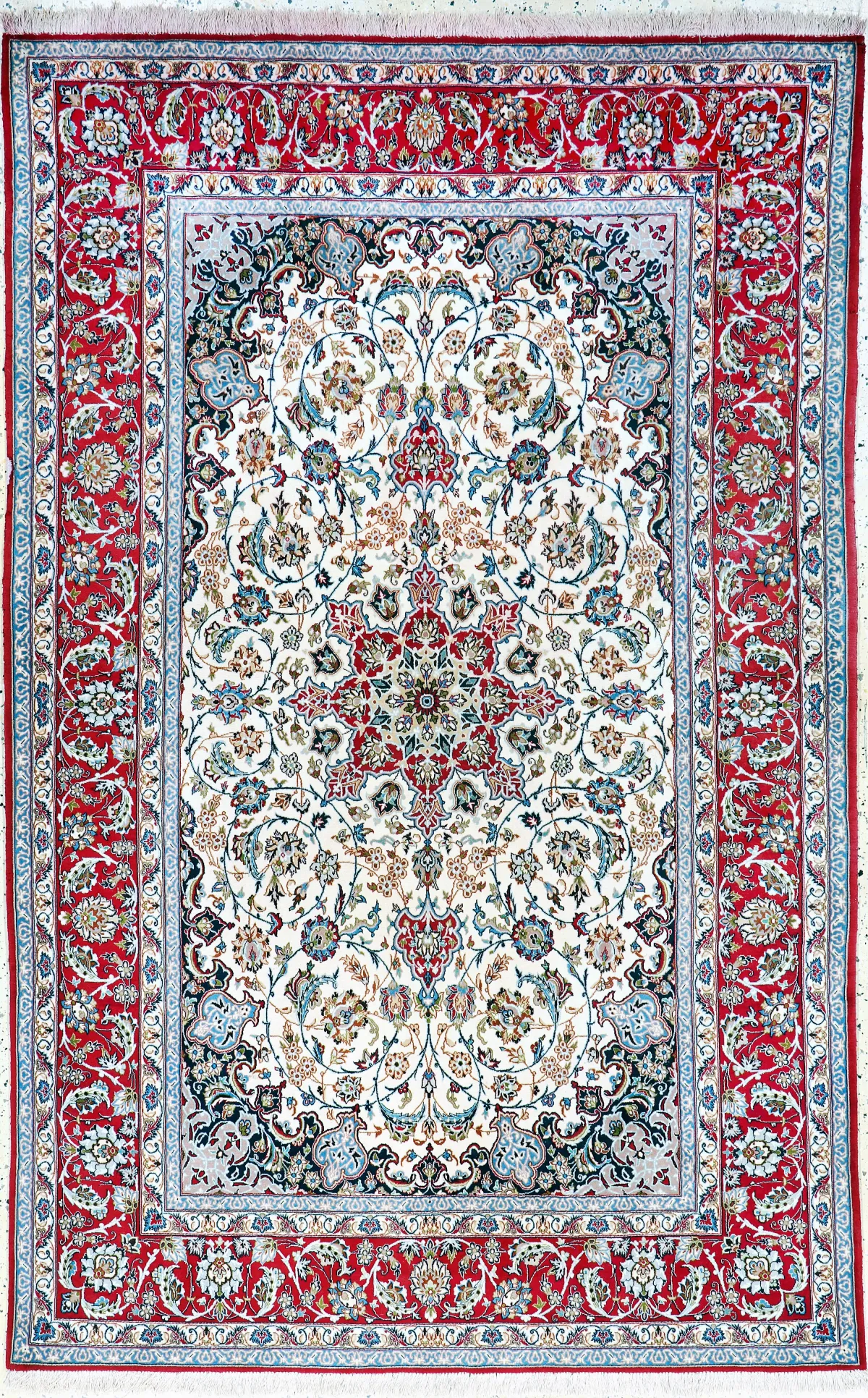 伊斯法罕精品，波斯，20世纪末，软木羊毛配丝绸，约240 x 155厘米，EHZ：