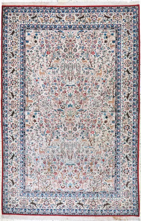 Nain "Tudeschk" ince, İran, 20. yy ortası, pamuk üzerine cork yünü, yak. 240 x 160 cm,