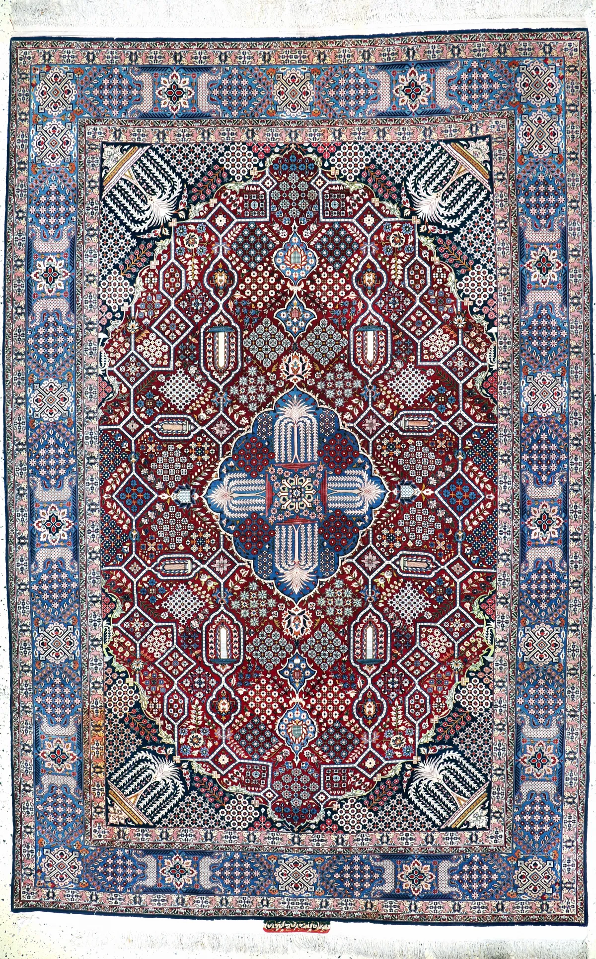Esfahan 精细，波斯，20世纪中叶，软木羊毛配丝绸，约 345 x 230 厘米，约