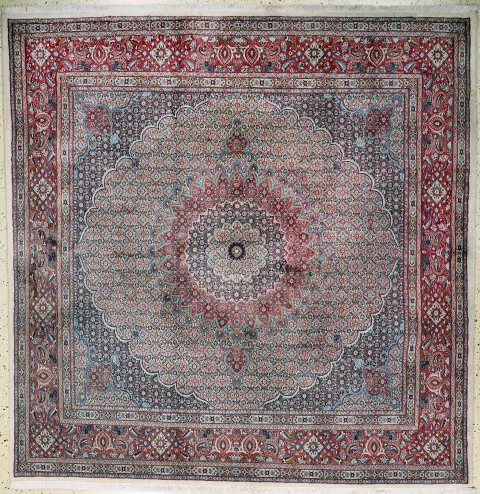 Mud ince, İran, 20. yy sonu, mantar yünü ipekli, yak. 250 x 245 cm