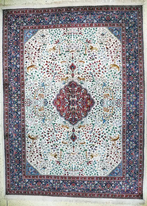 Lahor ince, Pakistan, 20. yy ortası, pamuk üzerine yün, yak. 370 x 270 cm