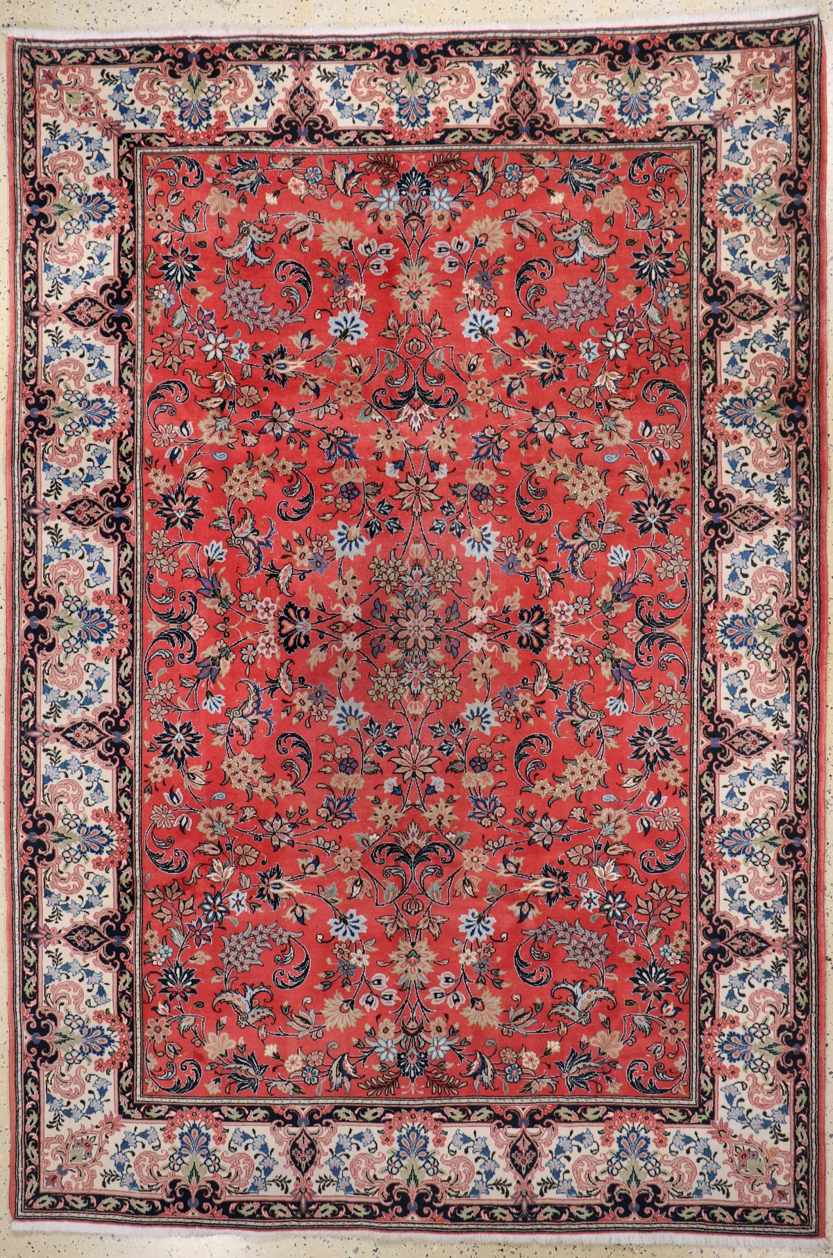 Yazd 精细地毯，波斯，20世纪末，软木羊毛配棉底，约 290 x 190 厘米，EHZ: 2-3