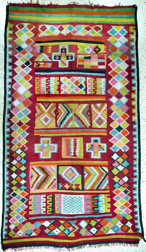 Eski Kelim, Fas, 20. yy başı, yün üzerine yün, yak. 330 x 185 cm, renk değişimi, EHZ: