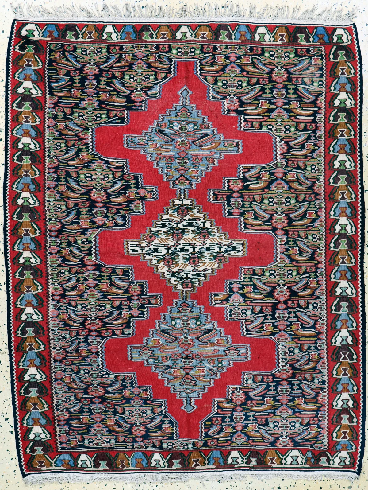 Senneh 基里姆地毯,波斯,20世纪中叶,羊毛底棉,约 152 x 125 厘米,EHZ:2