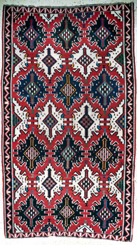 Kuba-Şirvan Kilim antika, Kafkasya, 19. yy, yün üzerine yün, yak. 327 x 192 cm, EHZ: