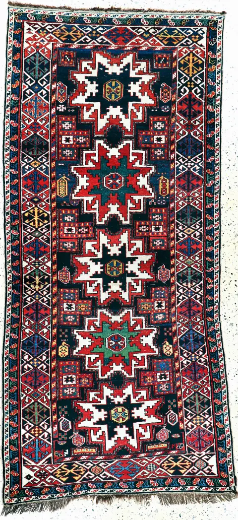 "Leshgi" Kazak antik, Kafkasya, 19. yüzyıl, yün üzerine yün, yaklaşık 235 x 113 cm, EHZ: