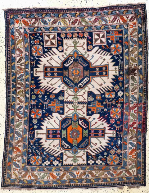 Şirvan antika, Kafkasya, 19. yy, yün üzerine yün, yak. 170 x 133 cm, EHZ: 3 (lekeler)