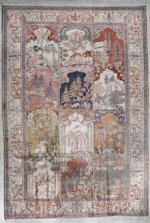 Kayseri Flosch halı, Türkiye, 20. yy ortası, merserize pamuk, yak. 283 x 200 cm, EHZ: