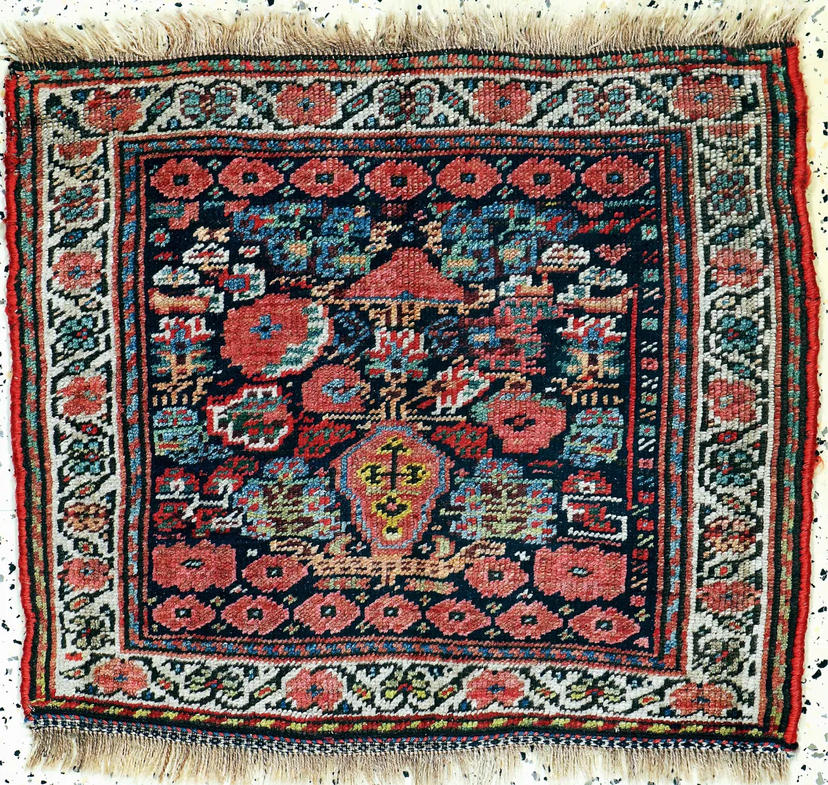 Afshar 包袋正面古董，波斯，19世纪，羊毛覆羊毛，约 60 x 67 厘米，EHZ：2