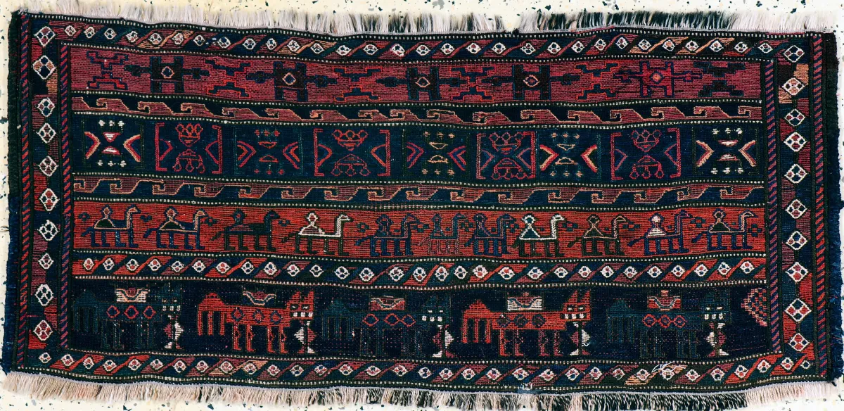Afshar mafrash 部件，波斯，19世纪，羊毛覆羊毛，约 115 x 50 厘米，EHZ：2