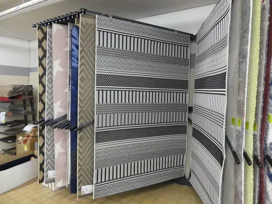 Alfombra, negro/blanco, con rayas