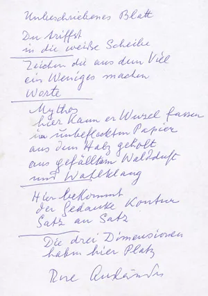 Ausländer, Rose – Eigenhändiges signiertes Gedichtmanuskript.
