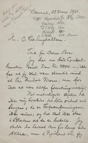 Hamsun, Knut – 2 Briefe. 1921