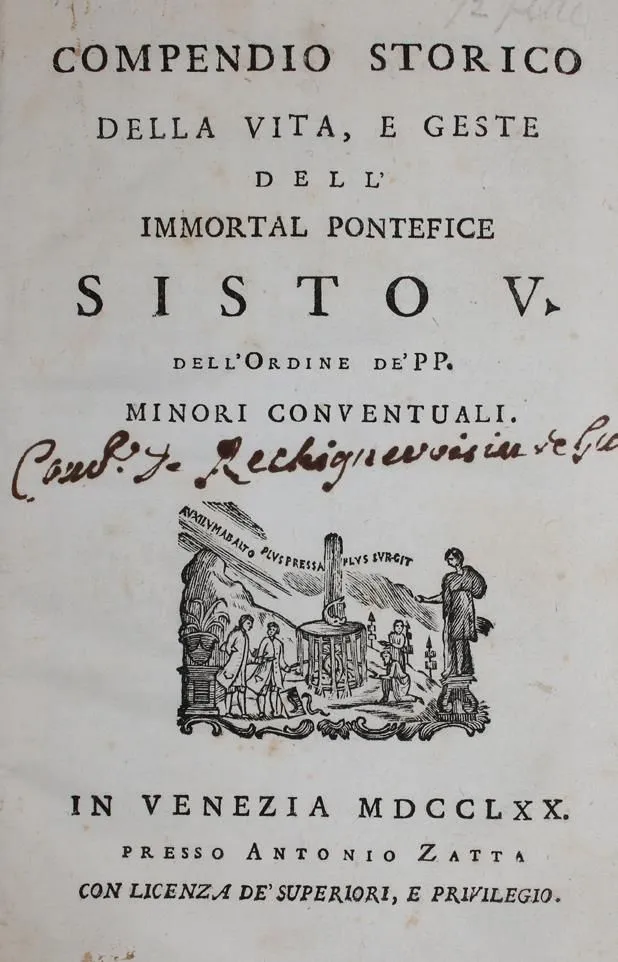 Compendio storico – della vita e geste dell' immortal Pontefice Sisto V
