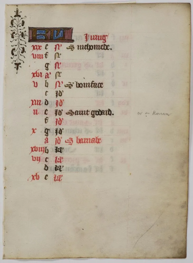 Feuillet de calendrier. – 1 feuillet écrit recto-verso