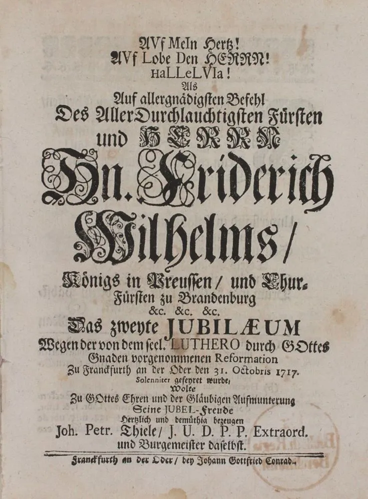 Thiele,J.P. – Als Auf allergnädigsten Befehl Des..