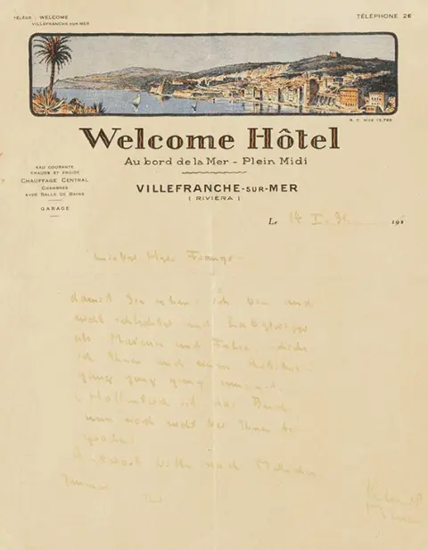 Klaus Mann, Eigenhändiger Brief an Franz Goldstein