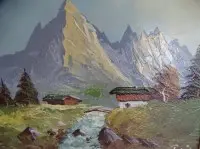 Roia《阿尔卑斯风景》木板油画，带框，RG 36x45 cm