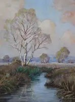 Paul SPÖTTER（1904-1951），运河风景，硬质纤维板油画，带框，RG 41 x 33 cm（库克斯港著名画家）