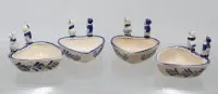 4 vintage keramikkskåler i klassisk Delft-blå (Delfts Blauw) fra merket K&S