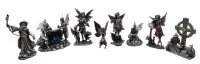 8x vintage Myth & Magic Tudor Mint tinfigurer, delvist med rhinsten, højde 7,5 til 12 cm