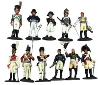 11 forskellige tinsoldater fra del Prado, højde ca. 9 cm