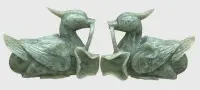 Par mandarinænder, jadeit, H-8 cm, L-10 cm