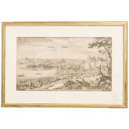 منظر مدينة باساو من Topographia Germaniae، فرانكفورت أم ماين، القرن السابع عشر