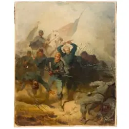 «مشهد معركة مع هجوم بالأعلام»، يوهان فريدريش إنجل (مانهايم 1844 – 1898 ميونخ)، أواخر القرن التاسع عشر